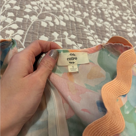 Entro Pastel Floral Dress with Peach Accents - Picture 2 of 3